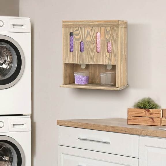 Wall-Mounted Scent Booster Beads Dispenser, Laundry Powder Laundry Room Organization and Storage, Rustic Brown