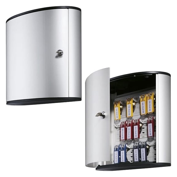 Wall Mounted Secure Key Cabinet with Keyed Lock, Holds 18 Key , 11-3/4 x 4-5/8 x 11 Inches, Brushed Aluminum (195123)