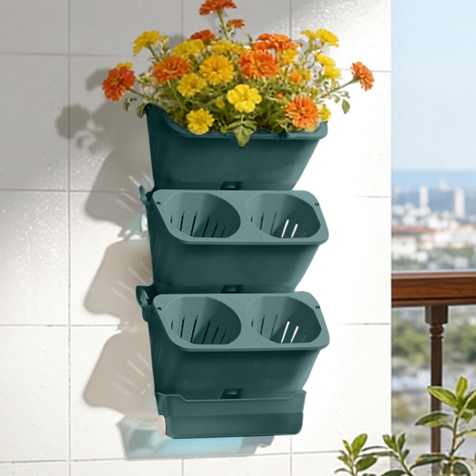 Wall Mounted Self Watering Planter for Indoor and Balcony Gardening, Vertical Flower Pot with Water Reservoir for Plants and Vegetables, Space Saving Planting System for Small Spaces and Apartments