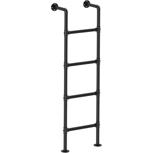 Wall Mounted Sep Ladder for Home Loft, 57 Inch 4 Step Ladder,Attic Bed Step Ladders for Home, RV, Basement, Window Well Egress Exit, Dorm, Deck,Heavy Duty, 330 lbs Load Bearing  Black