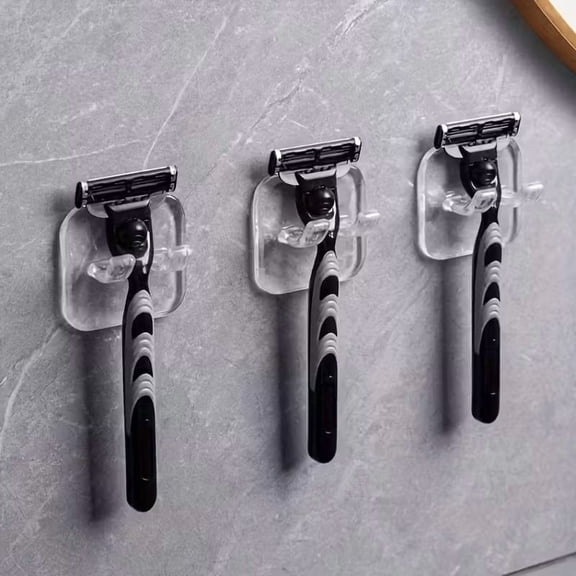 Wall-Mounted Shaver Holder - No Drill Multifunctional Bathroom Storage Rack for Grooming Essentials