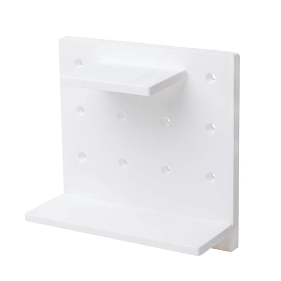 Wall Mounted Shelf, Adhesive Storage Rack, Plastic ABS Bathroom Kitchen Organizer, 22x22 cm, No Drill Installation