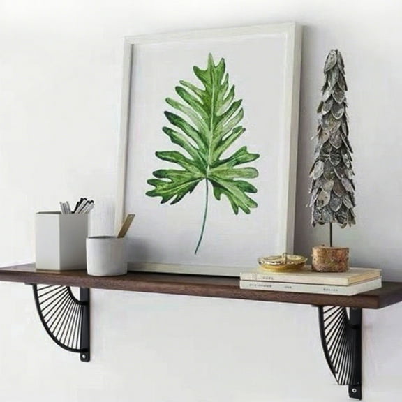 Wall Mounted Shelf Brackets, Metal Shelf Bracket Wall Mounted Supports for Bathroom Kitchen Living Room, Brass Metal Shelves Bracket, Wall Decor, Modern Shelving Bracket for DIY Floating Shelves