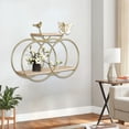 thumbnail image 1 of Wall Mounted Shelf with Hooks, Floating Storage Rack for Wall Organizer, Metal Wall Shelf for Bathroom Kitchen Living Room Entryway, 1 of 6