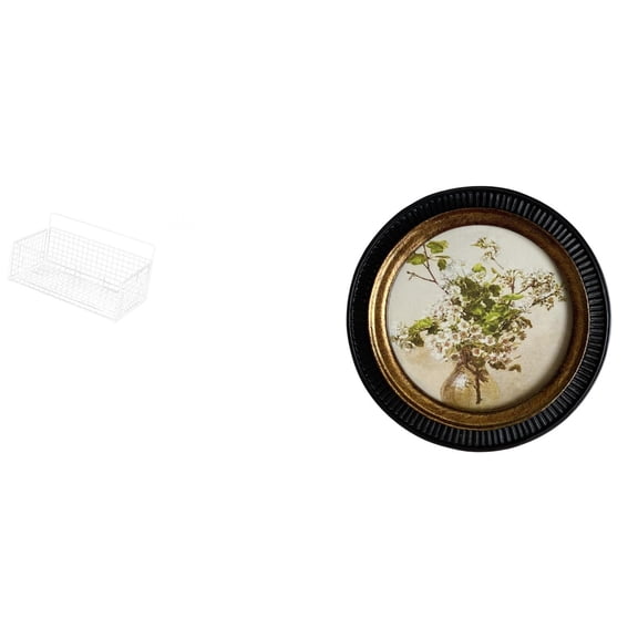 Wall Mounted Shelves Hanging Storage Basket Round Picture Frame Iron Construction Suitable for Kitchen Bathroom Gallery