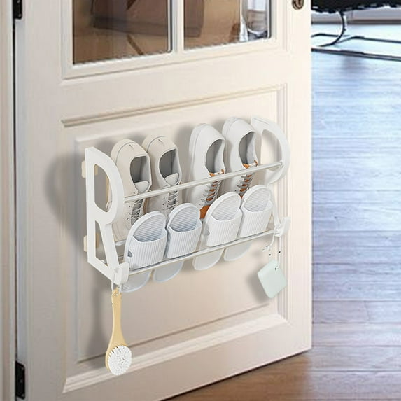 Wall Mounted Shoe Rack,Foldable Non Perforated Slipper Storage,Tilt Angle for Space-Saving & Quick-Install for Home Use (16.45in)