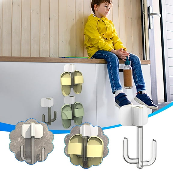 Wall Mounted Shoe Rack, Height Adjustable Shoe Holder with Sticky Hanging Mounts, No-drill Draining Storage Rack for Slippers Storage