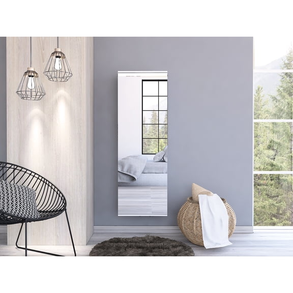 Wall Mounted Shoe Rack With Mirror, Bedroom Extra Space, 10 Pair, White Mirror In White, Capacity, Flash, Modern