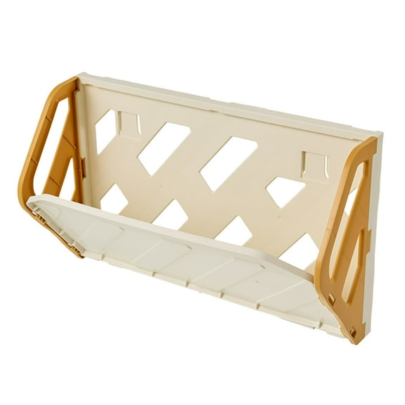Wall Mounted Shoe Rack, Yellow Foldable Storage Rack with No-Drill Adhesive Hooks, Plastic Organizer for Shoes and Items, Space-Saving for Door Bathroom Corner, Easy to Install, Ventilated