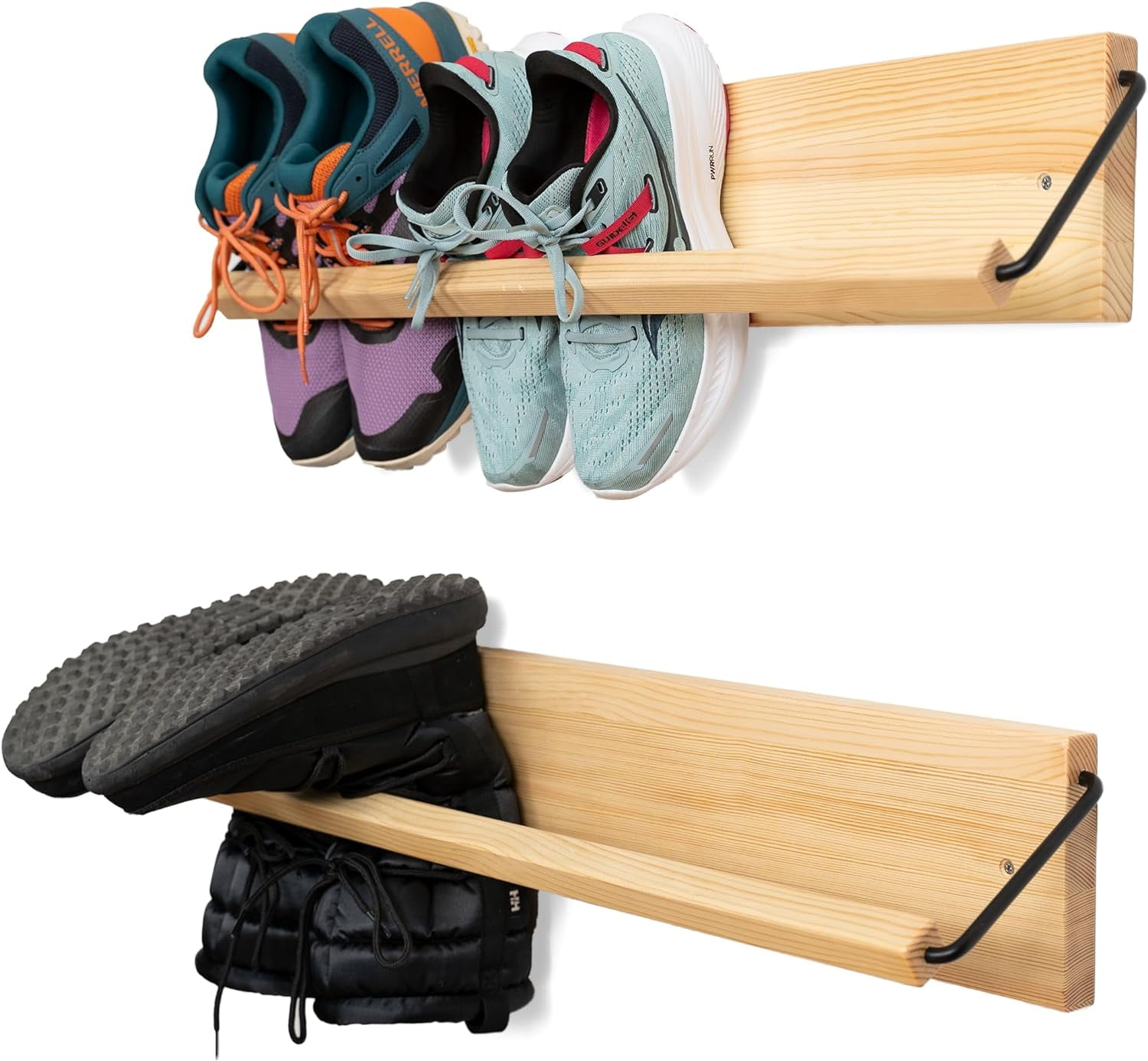 Wall Mounted Shoe Rack - A wooden, modern, slim, and small shoe storage ...