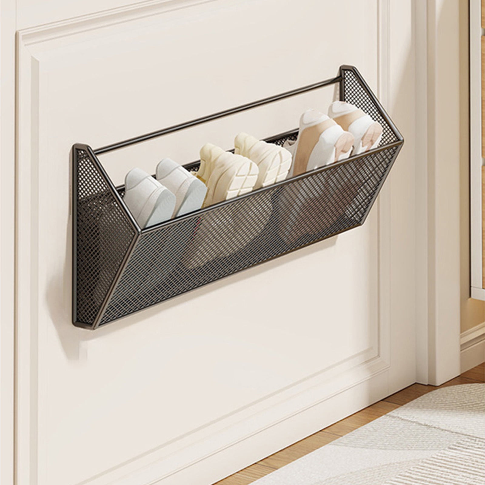 Wall Mounted Shoe Shelf, Self-Adhesive Foldable Shoe Holder, Bathroom ...
