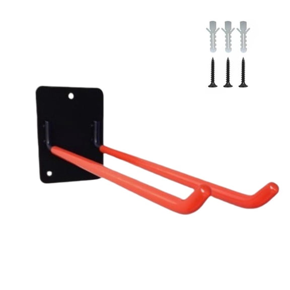 Wall Mounted Shovel Rake Holder - 3.94x28.7x9.8 Inch Wrought Iron Double Hook for Garage Garden Shed