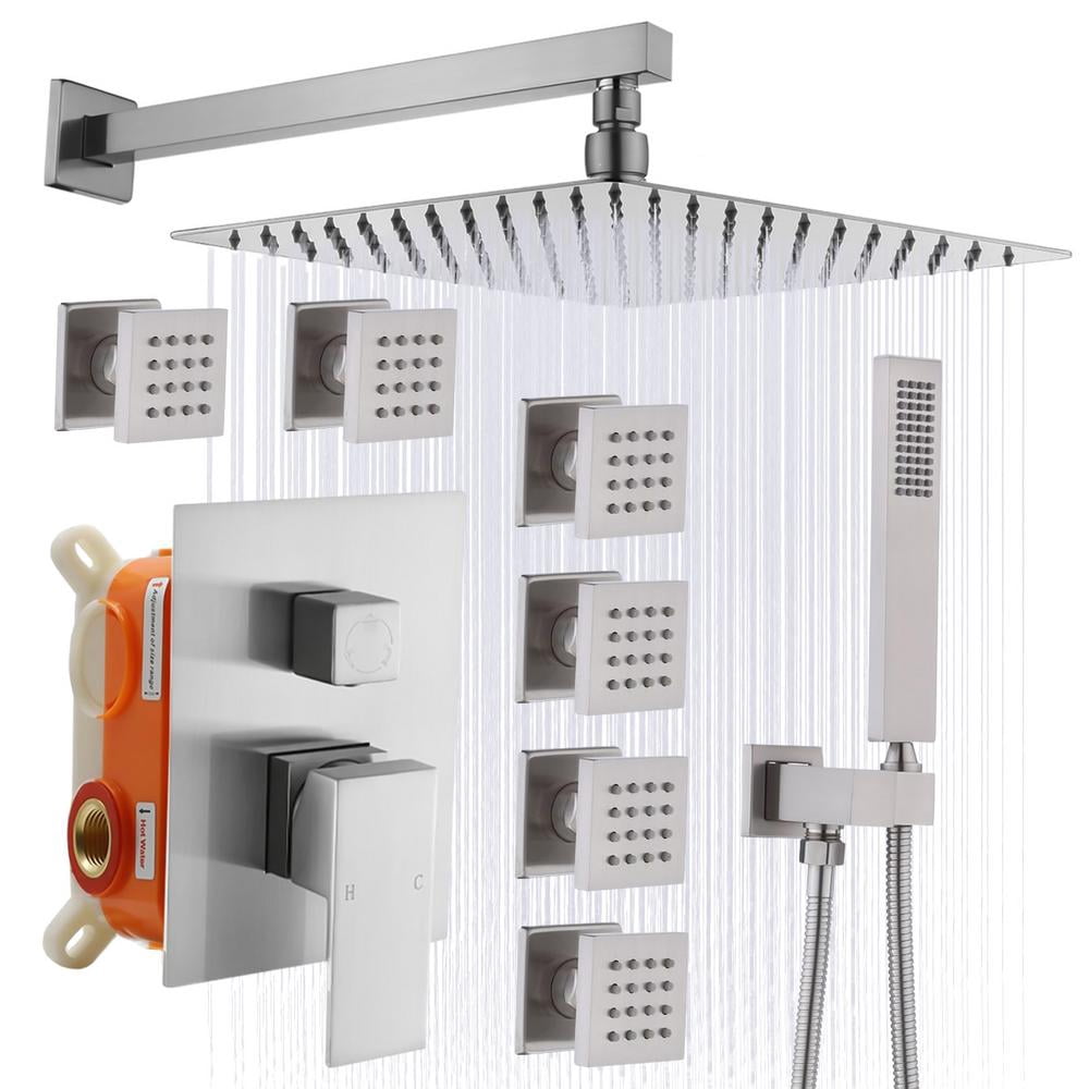 Wall Mounted Shower Head Set High-Pressure Tub Faucet System Kit Wall ...