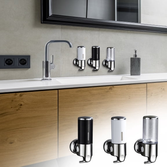 Wall Mounted Shower Soap Dispenser Manual Press Bathroom Organizer for Liquid Soap and Shampoo Leakproof Design for Easy Refills Perfect for Family Bathrooms and Guest Showers Topliu