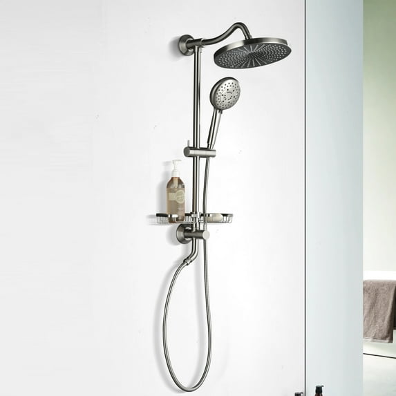 Wall-Mounted ShowerSpas Shower System,With 9" Rain Showerhead,5-Function Hand Shower,Adjustable Slide Bar and Soap Dish