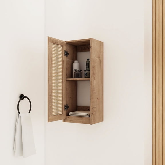 Wall-Mounted Side Cabinet in Bathroom | Keep Bathroom Essentials in Order | Plywood with Scratch & Water Resistance | 45 Inclined Edge Hidden Handles
