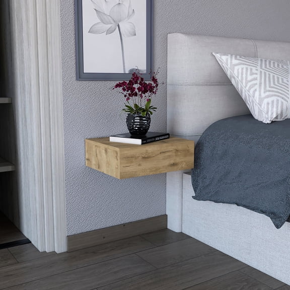 Wall-Mounted Side Table | Spacious Drawer for Personal Items | Particle Board Material | Maximizes Room Area