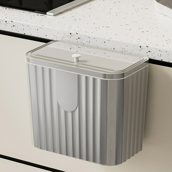 Wall Mounted Slide Lid Trash Can, 26cm Household Kitchen Bathroom Wastebasket