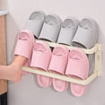 thumbnail image 1 of Wall Mounted Slipper Rack, No Drill Adhesive Bathroom Shoe Organizer for Shower Storage, Space Saving Wall Shelf for Flip Flops, White, 1 of 5