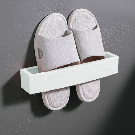 Wall Mounted Slipper Storage Rack - Bathroom Shoe Organizer for Sandals & Flip Flops, Space Saving No-Drill Design