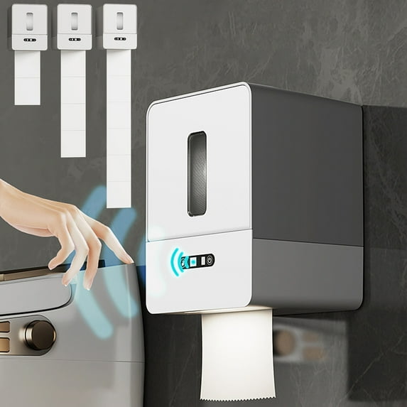 Bksdlh Wall Mounted Smart Induction Tissue Box Automatic Dispenser for Home Bathroom, Stainless Steel and Glass Design