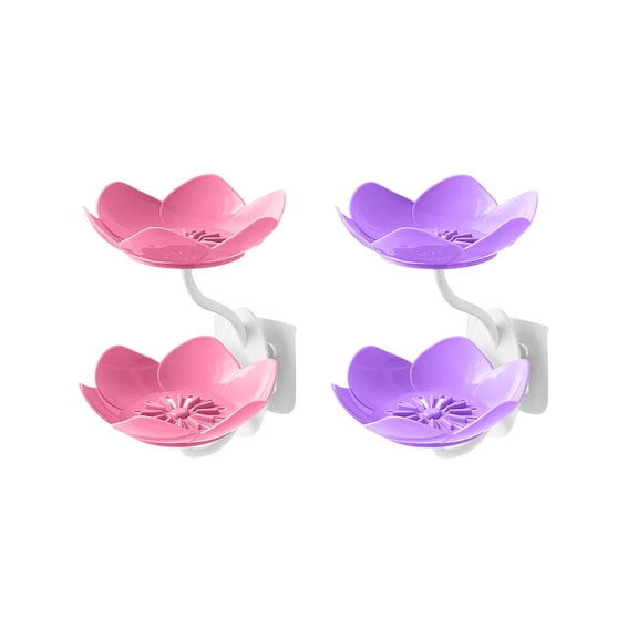 Wall-Mounted Soap Box with Draining, Double-Layer Flower Shaped Storage Rack, Space-Saving Long-Lasting for Bathroom Kitchen