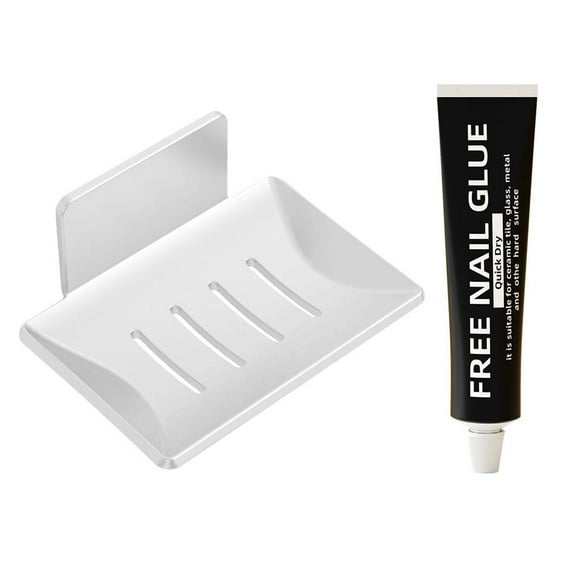 Wall Mounted Soap Dish Holder with Drain and Sponge - Drilling Needed Box F4D0