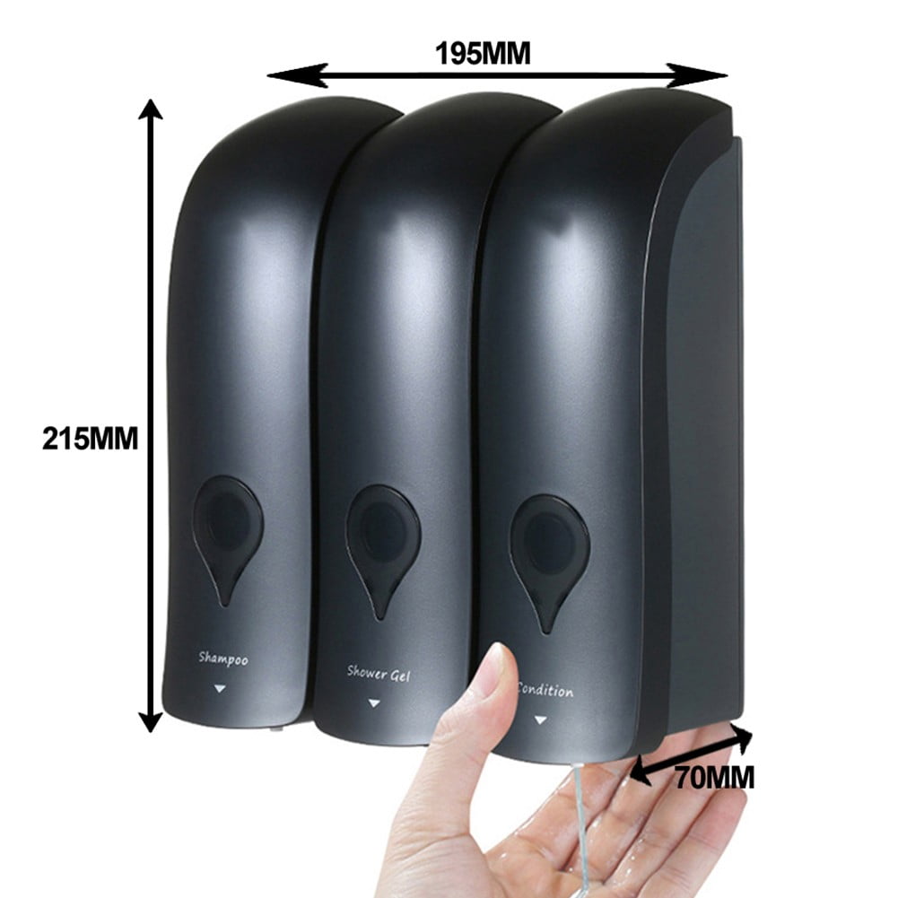 Refillable Wall-Mounted Soap Dispenser – Rustproof Black Stainless Steel Manual Pump, 240ml Capacity For Bathroom, Kitchen, Or Shower (Square Design)