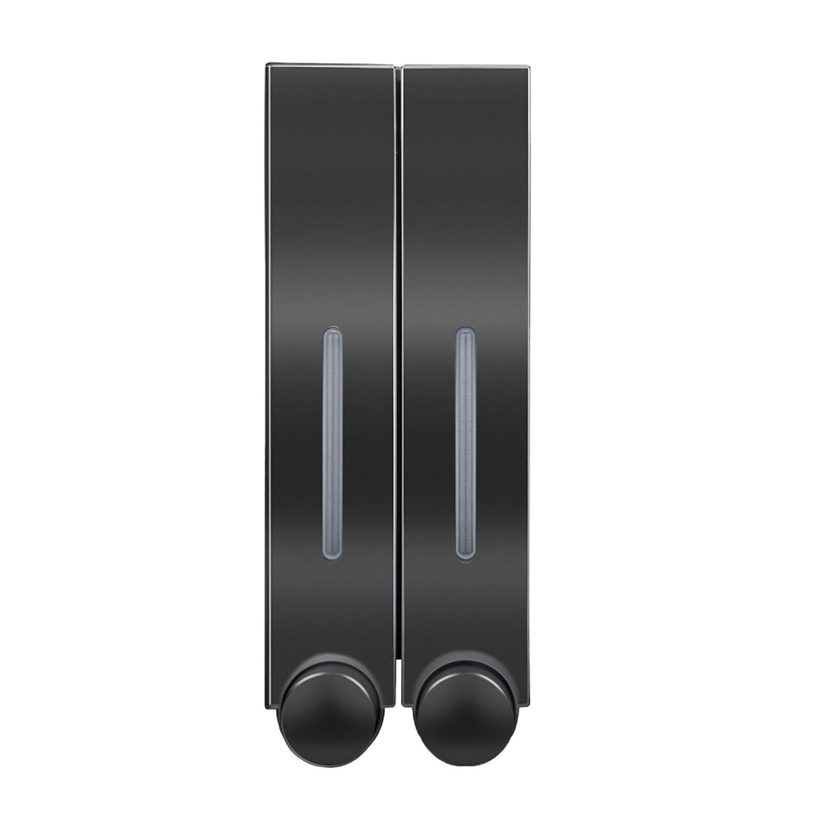 Wall Mounted Soap Dispenser Shower Lotion Shampoo Gel Cotainer for Bathroom Toilet in Office Hotel, Double Double Black