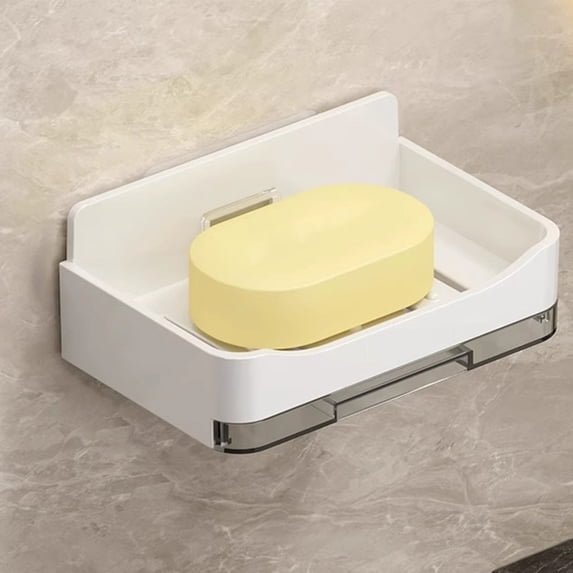 Wall Mounted Soap Holder, Soap Draining Box for Bathroom, No Drill Wall Soap Shelf, Household Soap Holder for Shower, Kitchen, and Travel Space-Saving Organizer
