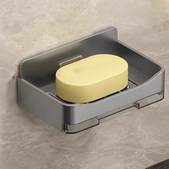 Wall Mounted Soap Holder, Soap Draining Box for Bathroom, No Drill Wall Soap Shelf, Household Soap Holder for Shower, Kitchen, and Travel Space-Saving Organizer