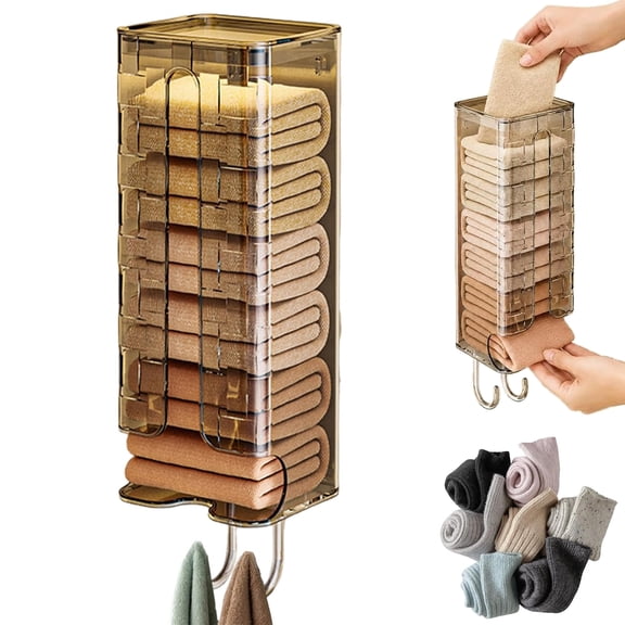 Wall Mounted Sock Dispenser, Space Saving Underwear Dustproof Box, Sock Organizer Dispenser, for Home Apartment Dormitory Bedroom Wardrobe Closet Wall