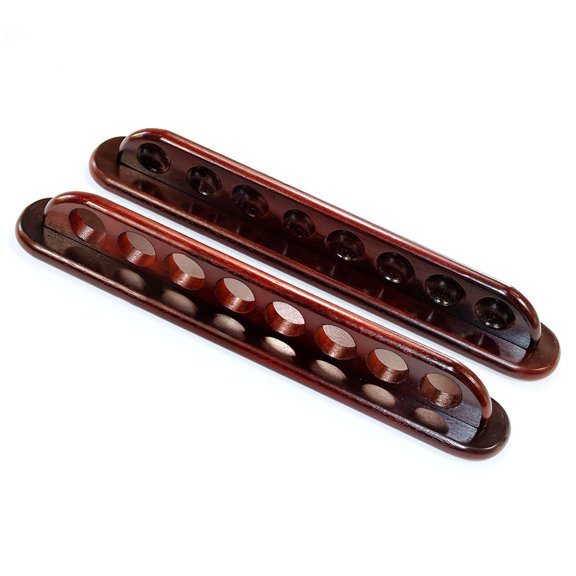 Wall Mounted Solid Wood Cue Rack for Storing 8 Pool in Billiards Settings with Rugged Hardwood Build (Red)