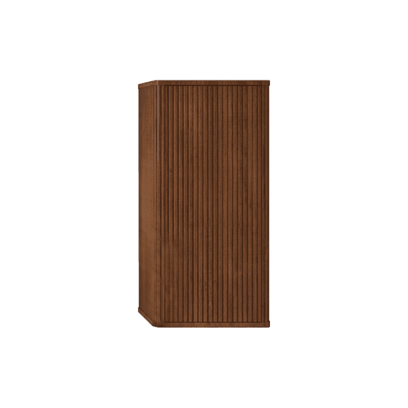 Wall-Mounted Space-Saving Bathroom Cabinet with Adjustable Shelves & Child-Friendly Design, Floating Organizer for Toilet & Laundry Rooms, Striped Walnut Finish Pre-Assembled Storage