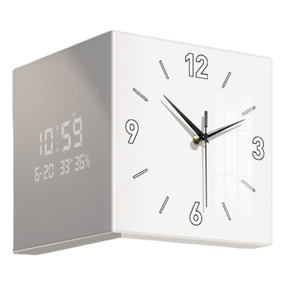 Wall Mounted Square Acrylic Corner Clock with Double Sided Display Aesthetic Quiet Digital Wall Clock Decoration