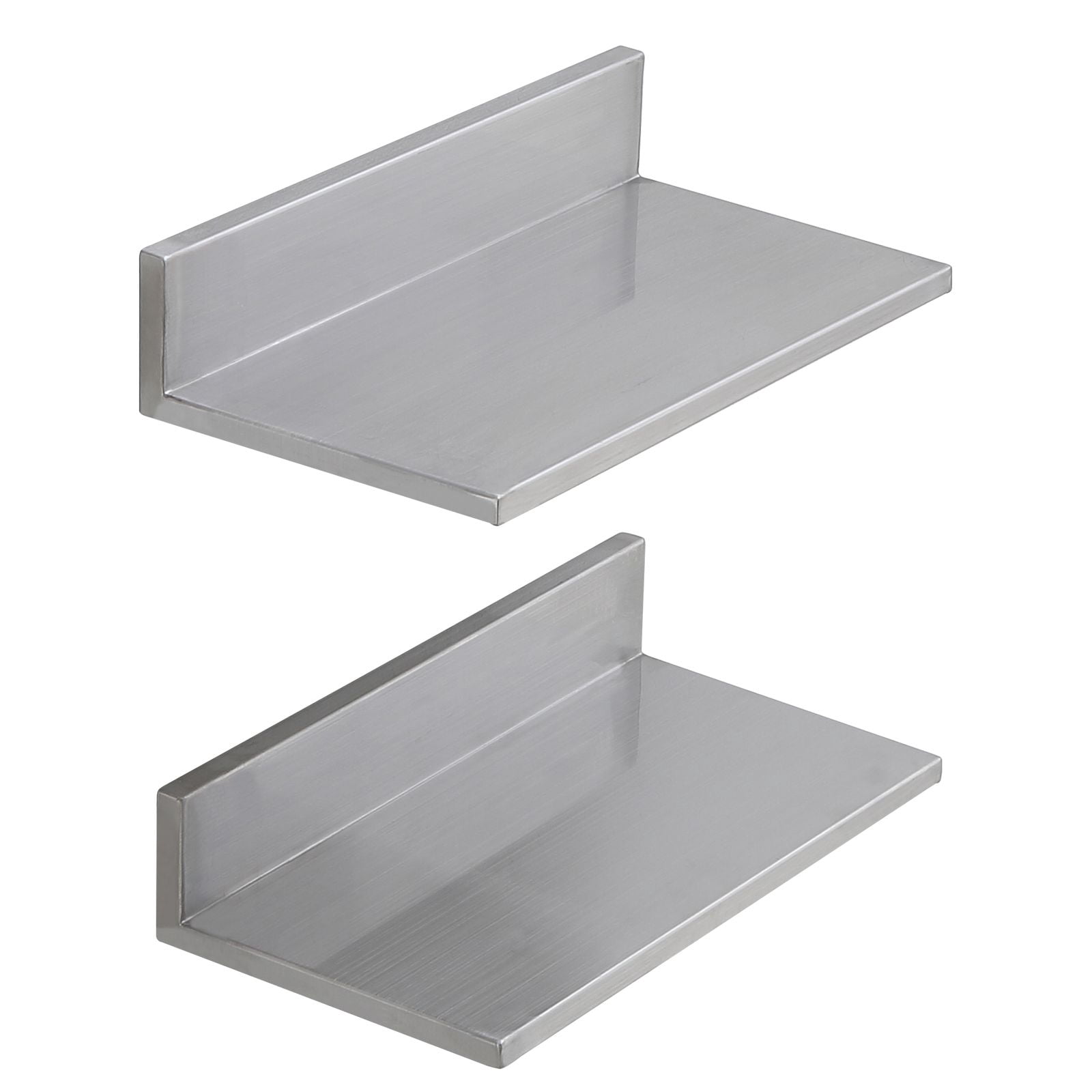 Wall-Mounted Stainless Steel Floating Shelf, 430 Stainless Steel, 44 lbs Capacity, L-Shape Design, for Kitchen Bedroom Garage