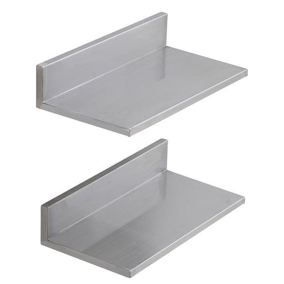 Wall-Mounted Stainless Steel Floating Shelf, 430 Stainless Steel, 44 lbs Capacity, L-Shape Design, for Kitchen Bedroom Garage