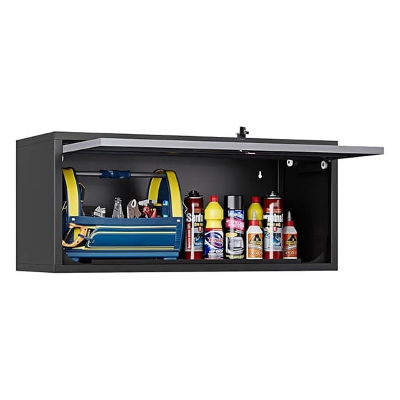 Wall Mounted Steel Metal Garage Storage Cabinet, Wall Cabinet Shelf Floating Garage Tool Cabinet Trailer Cabinets Work Shop Wall Heavy Duty Assembly Required White