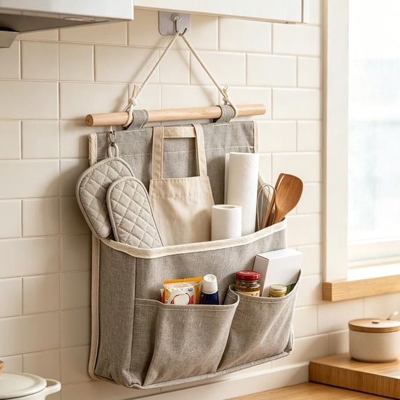 Wall Mounted Storage Bag Large Capacity Hanging Organizer Pouch Cosmetic Sundries Storage Rack Cloth Pocket Bag For Bedroom Bathroom Closet Door Storage Home Organization
