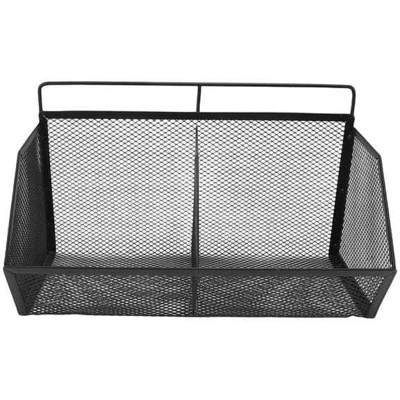 Wall Mounted Storage Basket,2 Grids Wall Hanging Mesh Baskets,Metal Hanging Storage Organizer,Small Wire Basket,Slanted Opening Storage Organizer for Kitchen Bathroom Laundry Room Home Office,Black