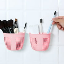 Wall Mounted Storage Baskets, Damage-Free Hanging Plastic Organizer Set of 2 for Kitchen Bathroom, Space Saving Bedside Shelf, Dorm Room Wall Organizer, Under Cabinet Storage Solution