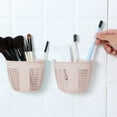 thumbnail image 1 of Wall Mounted Storage Baskets, Damage-Free Hanging Plastic Organizer Set of 2 for Kitchen Bathroom, Space Saving Bedside Shelf, Dorm Room Wall Organizer, Under Cabinet Storage Solution, 1 of 6