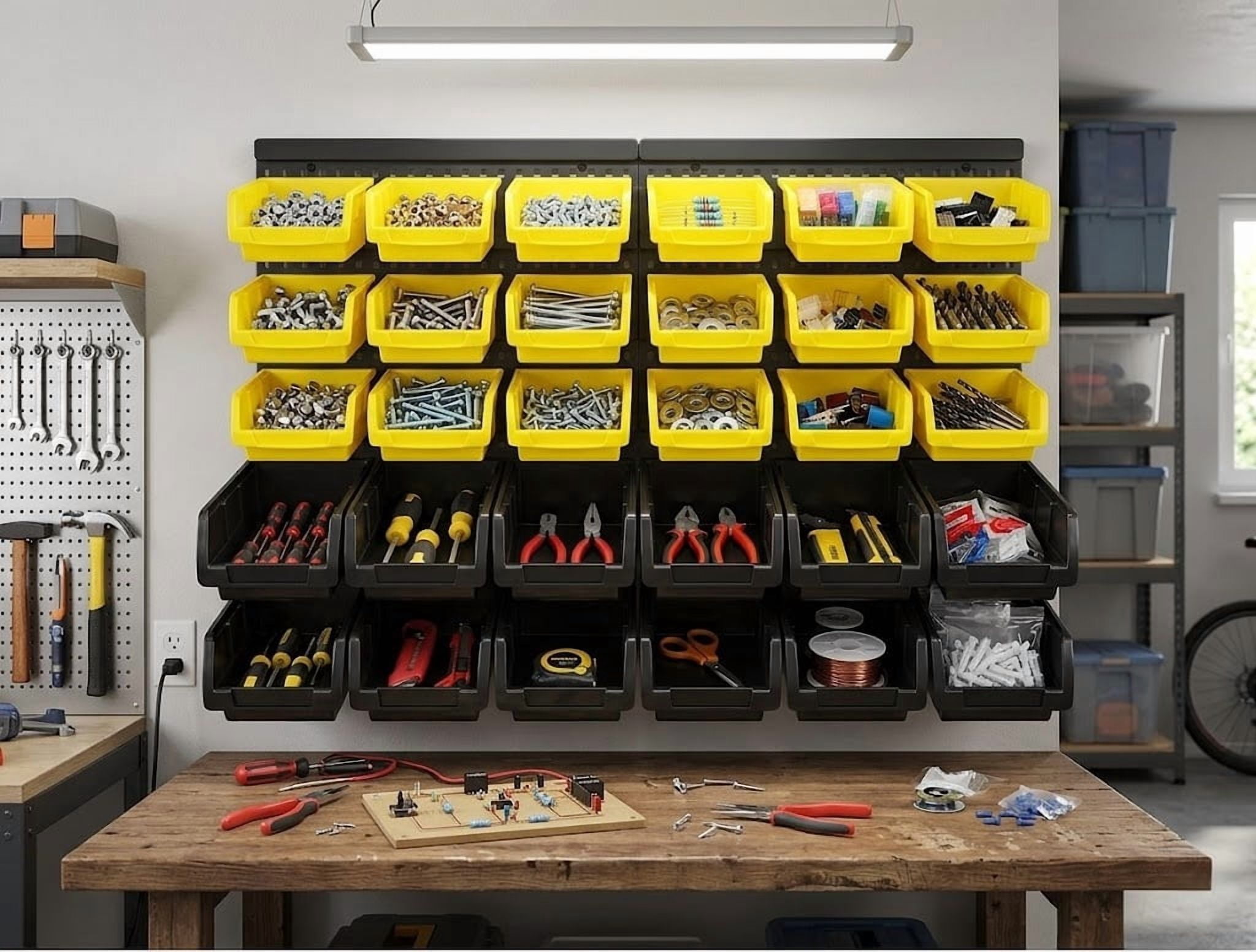 Wall Mounted Storage Bins, 30 Wall Mount Tool Organizer Bins Plastic Parts Rack Container