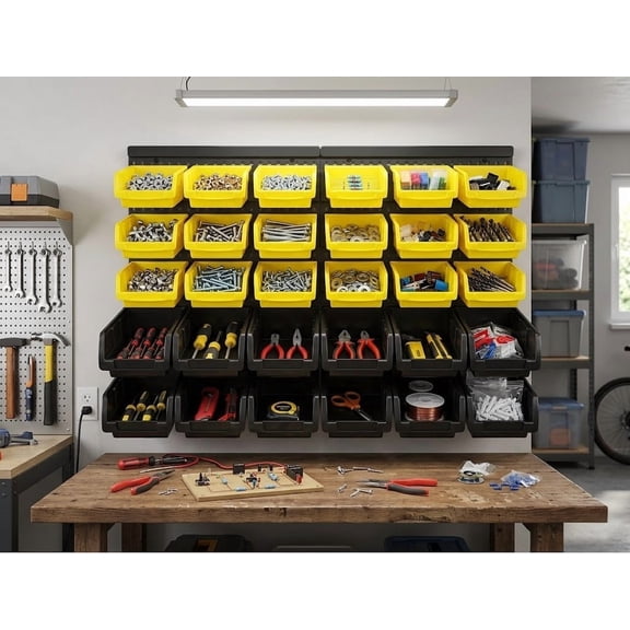 Wall Mounted Storage Bins, 30 Wall Mount Tool Organizer Bins Plastic Parts Rack Container