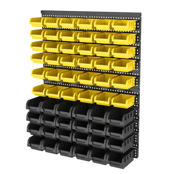 Wall Mounted Storage Bins (60PCS) - Heavy Duty Garage Organizer, Tool Storage & Hardware Organizer for Nuts, Bolts, Screws - Wall Mount Tool Organizer Bins for Garage, Workshop, Retail