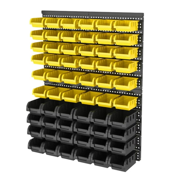 Wall Mounted Storage Bins (60PCS) - Heavy Duty Garage Organizer, Tool Storage & Hardware Organizer for Nuts, Bolts, Screws - Wall Mount Tool Organizer Bins for Garage, Workshop, Retail