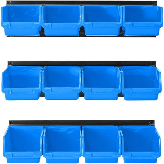 Wall Mounted Storage Bins, Plastic Hanging Storage Organizer Bins for Screws, Nuts, Bolts, Nails, and Small Hardware Parts