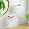 thumbnail image 1 of Wall Mounted Storage Box for Bathroom - Napkin Dispenser Organizer with 2 Compartments - Vanity Storage Container for Sanitary Pads, Swabs, Lipstick, Tea Bags - 1 Pack, 1 of 6