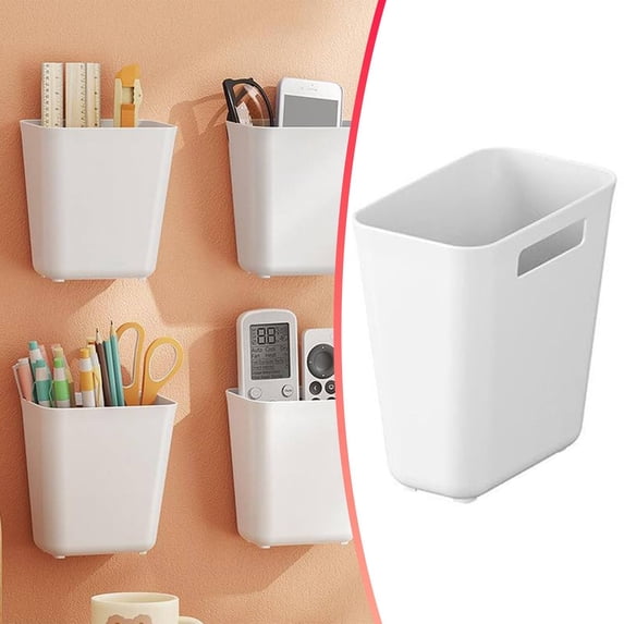 Wall-Mounted Storage Box Clearance Sale Kitchen Cabinet Door Storage Box Adhesive Wall Mounted Storage Box Wardrobe/Bathroom/Refrigerator Small Organizer Storage Box,,1PC White