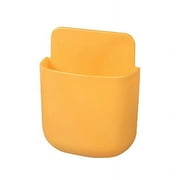 Wall Mounted Storage Box Remote Control Storage Organizer Case for Air Conditioner TV Mobile Phone Plug Holder Stand-Yellow